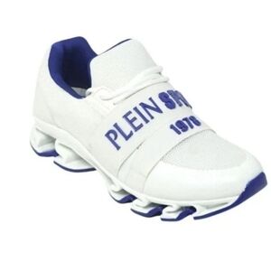 Plein Sport Kids White and Blue Sneakers